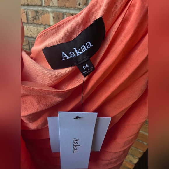 Elegant One-Shoulder Coral Dress - Picture 2 of 7